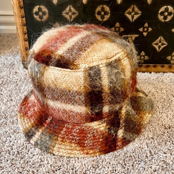 Anine Bing Accessories - Anine Bing Oatmeal Plaid Bucket Hat